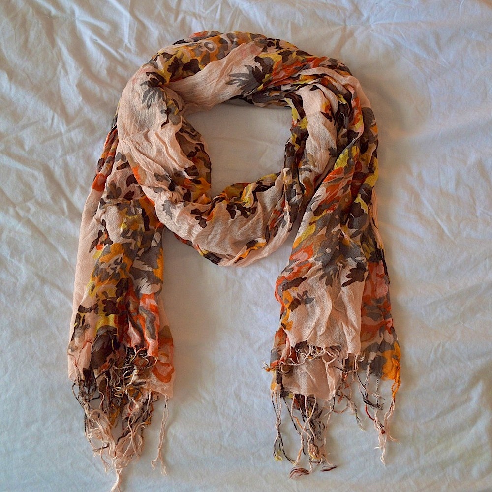 Pink Gray and Orange Floral Scarf (Discounted Shipping🚚)